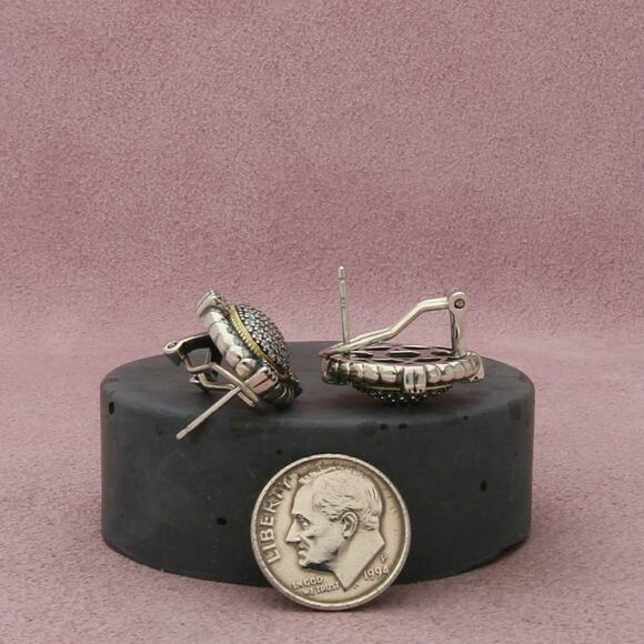 sterling silver pave cz omega-back earrings - Picture 2 of 3